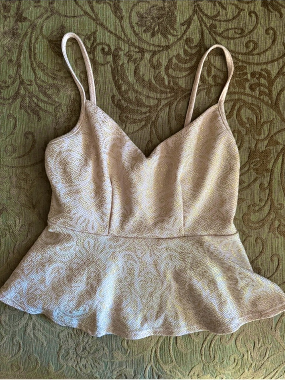 Charlotte Russe Peplum Top in Light Pink with Gold Detailing
